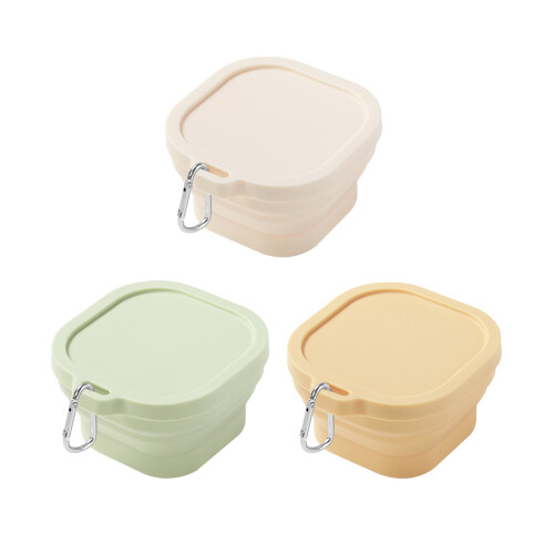 Expandable Silicones Meal Preps Container Foldable-Yellow 2 1