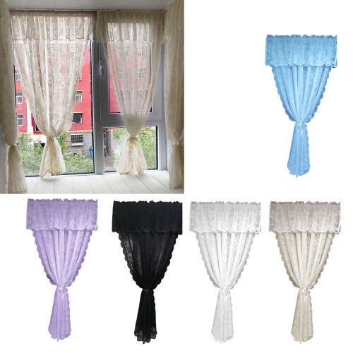 Light Filtering Window Sheer Curtain with-Black 140x225cm 1