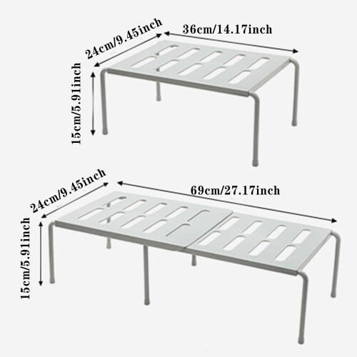 Extendable Storage Racks,Height-Adjustable,Suitable for Kitchen Cabinets, Pantry, Under Sinks, Countertops, Etc,Save Space, Are Stackable, White. 1