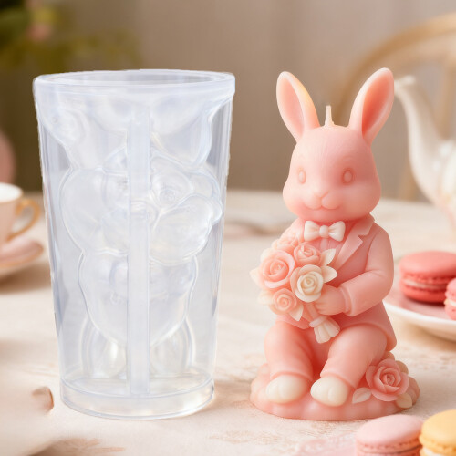 Moules à bougies en Silicone en forme de lapin, de qualité 1