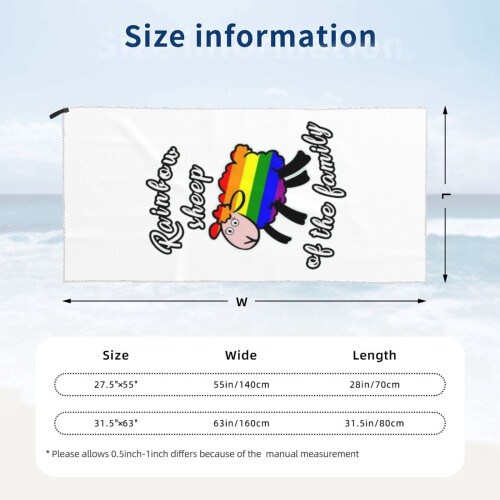 Toalha de praia Rainbow Sheep LGBT Pride em microfibra, 76 x 152 cm (30 x 60 polegadas). 1