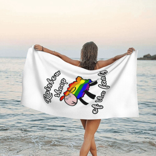 Toalha de praia Rainbow Sheep LGBT Pride em microfibra, 76 x 152 cm (30 x 60 polegadas). 2