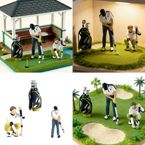 Golf Player Figure Model 1:64 Scale Hand Painted-Combo 2