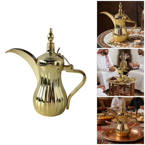 Durable Stainless Steel Turkish Dallah Coffee Pot-Silver 40OZ 2