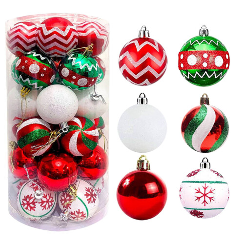 Conjunto de 30 bolas de plástico para pendurar na árvore de Natal. 1