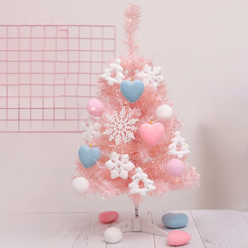 Pink Mini Christmas Tree with LED Snowflake Star 24 inch 1