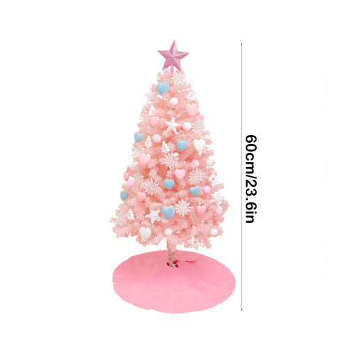 Pink Mini Christmas Tree with LED Snowflake Star 24 inch 2