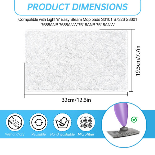 Fit LIGHT 'N' EASY steam mop microfiber cloth white 2