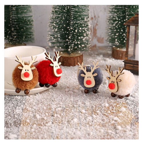 Pendentif boule de fourrure de cerf de Noël (4 pièces) 1