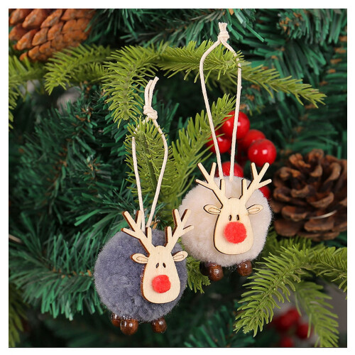 Pendentif boule de fourrure de cerf de Noël (4 pièces) 2
