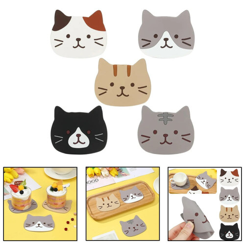 Cat-Shaped Silicone Coaster Holder 10 x 9 cm 2