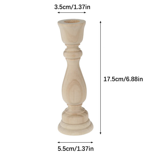 Wood Candlestick Holders Retro Unpainted Classic Set 1