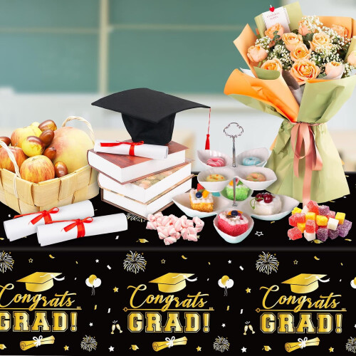 Graduation tablecloth plastic rectangle 3 pcs 54 x 108 inch 1