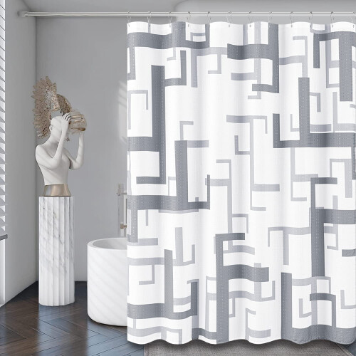 Grå geometriska duschdraperiset 72x72 tum