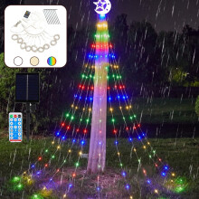 Luzes de Natal solares em forma de estrela, 3m, 8 modos, para uso interno e externo.
