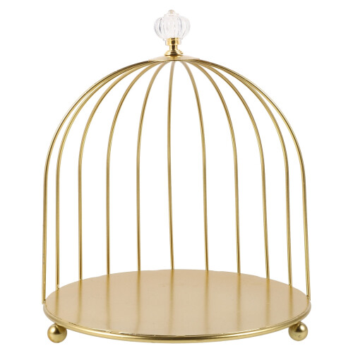 Présentoir à gâteaux cage à oiseaux dorée – Fer, 19,5 cm