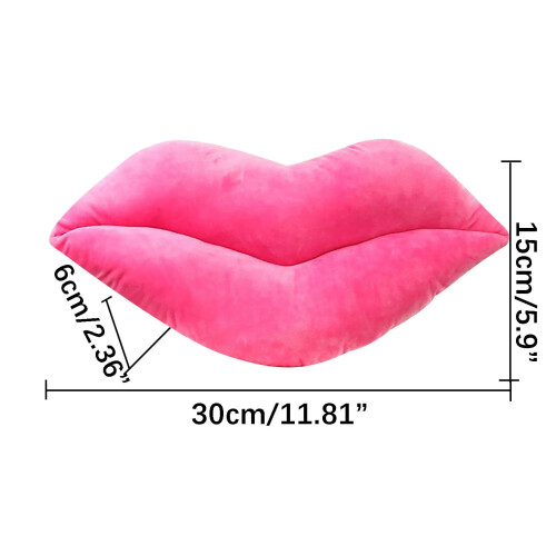 Plush 3D Lips Cushion Hot Pink 16-inch 2