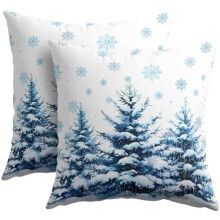 Fundas de almohada de lino de 45 x 45 cm, estampado de eucalipto, juego de 2