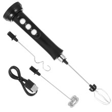 Mini mousseur à lait rechargeable USB - Noir, portable