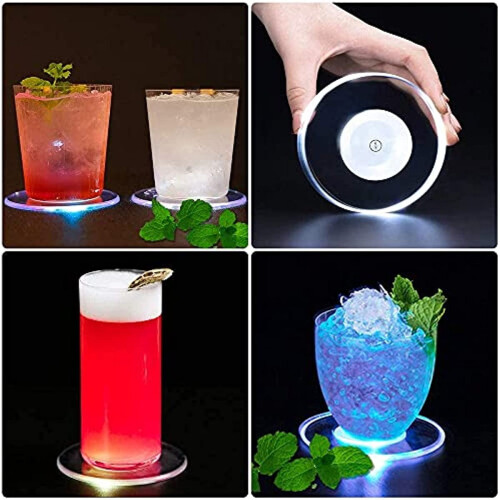 LED Round Coaster 10cm 6-LED White/Color Light 8-Pack 1