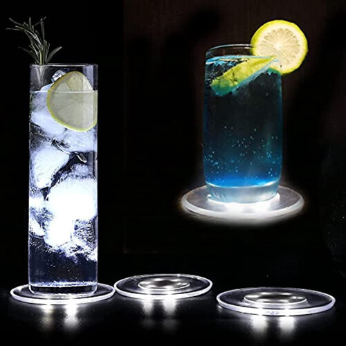 LED Round Coaster 10cm 6-LED White/Color Light 8-Pack 2