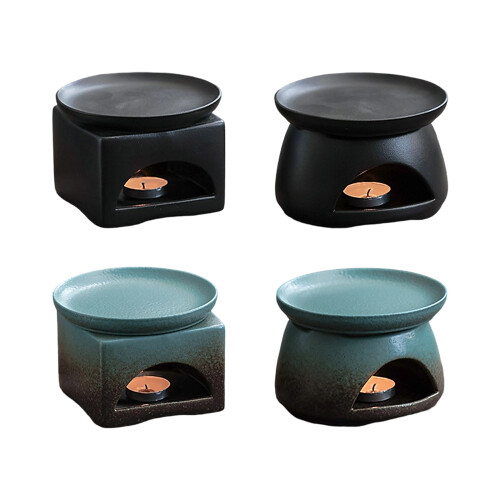 Ceramic Tealight Candle Holder Essential Oil-Black Square 1