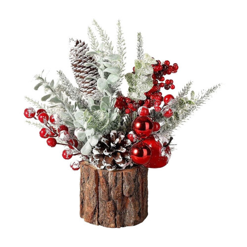 Mini albero di Natale artificiale con pigne e bacche 1