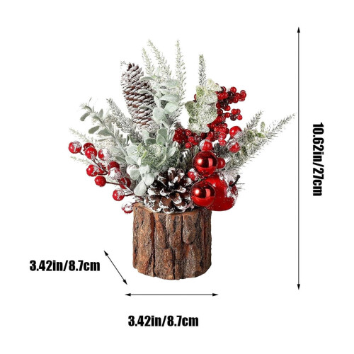 Mini albero di Natale artificiale con pigne e bacche 2