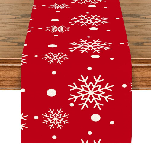 Caminho de mesa de linho xadrez vermelho, 33 x 183 cm (13 x 72 polegadas) 1