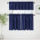 Kitchen Curtain Set Navy Blue Waffle Weave Blackout 3 pcs 7