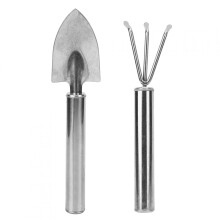 Ensemble mini pelle et râteau de jardin en acier inoxydable