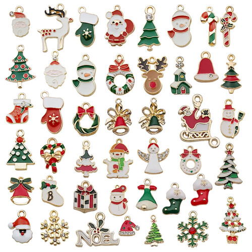 Mini rustikt julepyntsett i resin, 6 deler