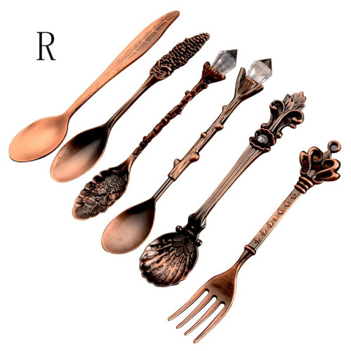 Ensemble de 6 cuillères et fourchettes à dessert de style vintage