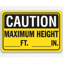 Waarschuwing: Maximale hoogte metalen bord 12x8 inch