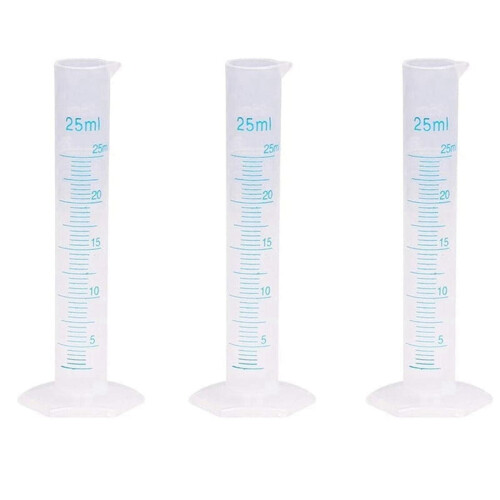3-pak plastik målecylinder 25 ml
