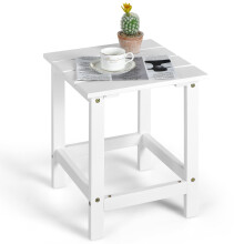 Wooden Patio Side Table 15" Square White