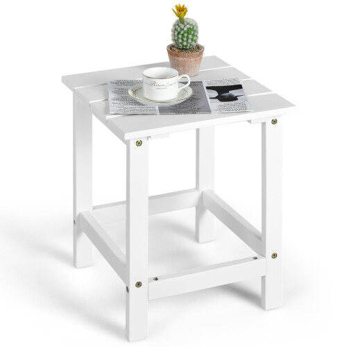 Wooden Patio Side Table 15" Square White