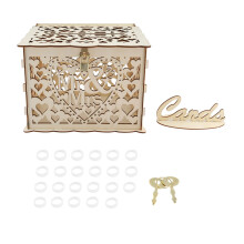Wooden Wedding Card Box with Lock – Vintage Mr & Mrs