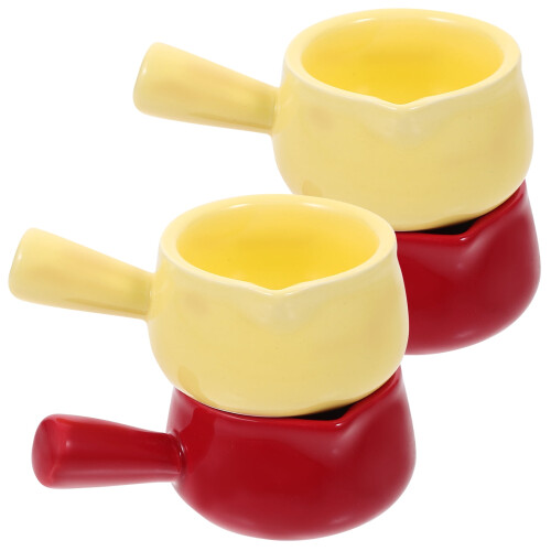 Ceramic Milk Pitcher with Handle, 4 pcs