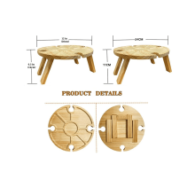 Wooden Folding Wine Table with Cheese & Fruit Compartments