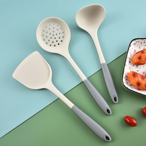 Silicone Kitchen Set: Spatula, Spoon & Colander