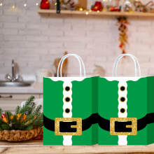 16pcs Christmas Kraft Gift Bags with Handles