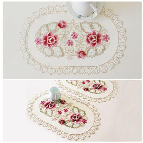 Set de table vintage brodé de fleurs 30 x 45 cm