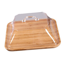 Houten taartstandaard met acryl deksel