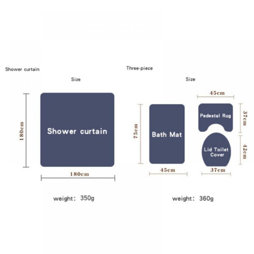 Digital Print Shower Curtain Set 4 Pieces 180x180cm 2