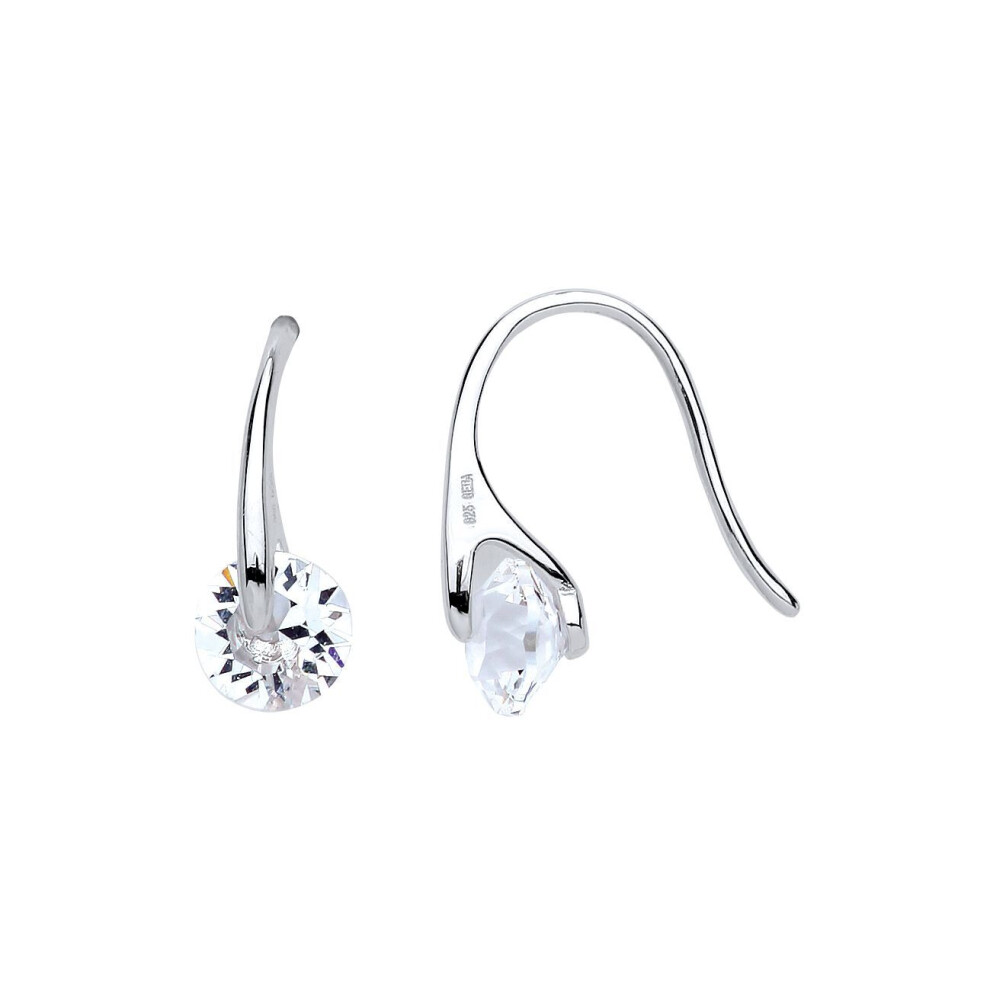 Jewelco London Ladies Sterling Cubic Zirconia Shooting Star Comet Drop Earrings - Gve649 Silver