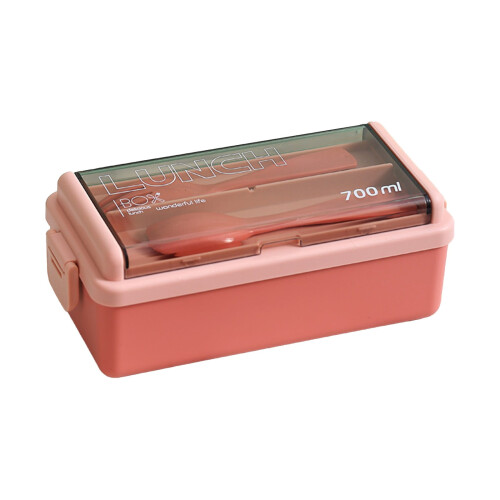 Plastic Lunch Box Pink Single Layer 1 Piece 1