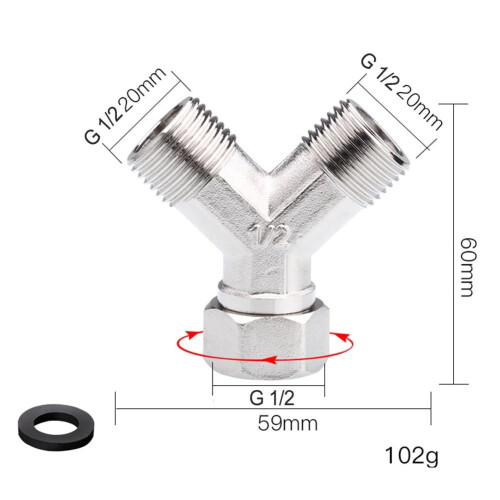 Copper Y Splitter Connector 1/2 Inch BSP 1