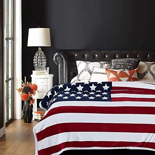 US Flag Sherpa Throw Blanket 60x50 in 100% Polyester 2