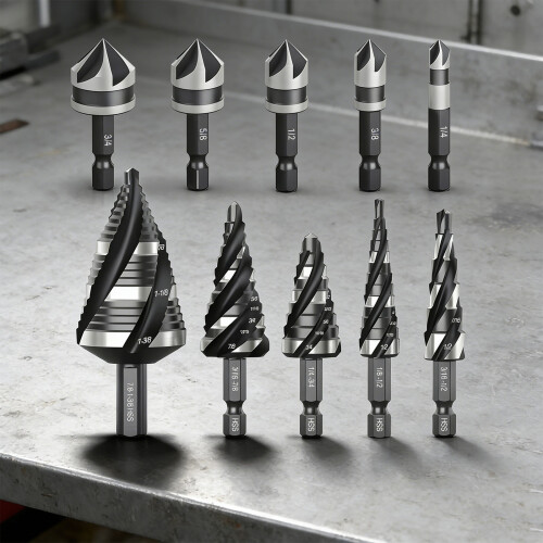 5 Divisions Rapid Steel Step Drill and Countersink Set for DIY 2